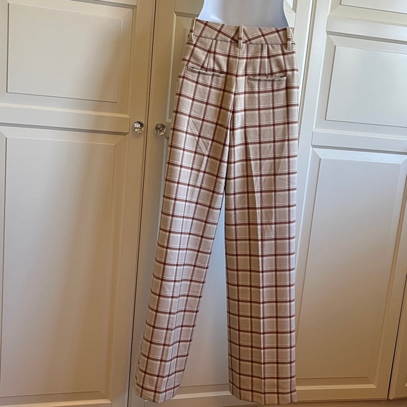 Wilfred Effortless Plaid Pants MARISOL LT BRC Color Cream and Brown Size 4 - Picture 14 of 15